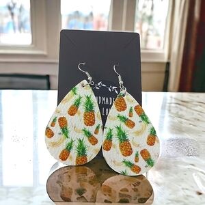 Handmade Vegan Leather Tropical Drop Earrings